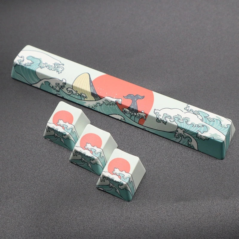 PBT Keycaps 2-Pack OEM Profile Space & ESC Keycaps Coral Sea Dye Sublimation for Cherry MX Mechanical Keyboards