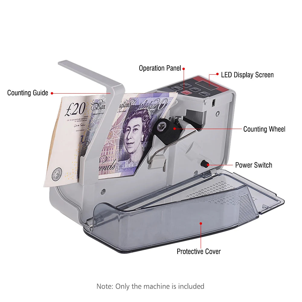 Portable Mini Money Counter – Battery-Operated Bill & Currency Counter with 3-Digit LED Display and Carrying Bag