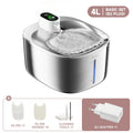 Wireless 4L (135 fl oz) Cat & Dog Water Fountain — USB-C Rechargeable Auto-Sensor Stainless Steel Pet Water Dispenser