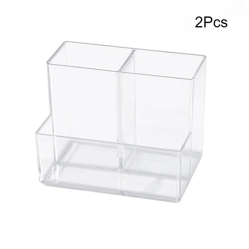 Clear 3-Grid Acrylic Makeup Brush and Pen Organizer view 6