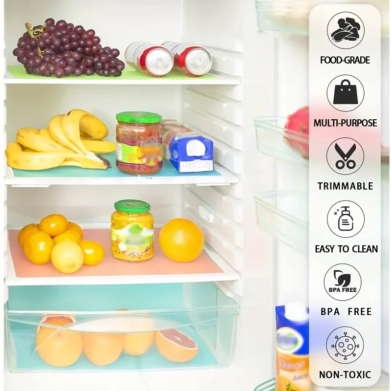4-Pack EVA Refrigerator Shelf Liners 29 x 45 cm (11.4 x 17.7 in) Waterproof Washable Non-Slip Fridge & Drawer Mats