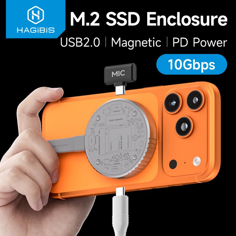 Magnetic M.2 2230 NVMe SSD Enclosure - MagSafe Magnetic USB-C 3.2 Gen2 NVMe PCIe External SSD Case for MagSafe iPhone, MacBook & iPad