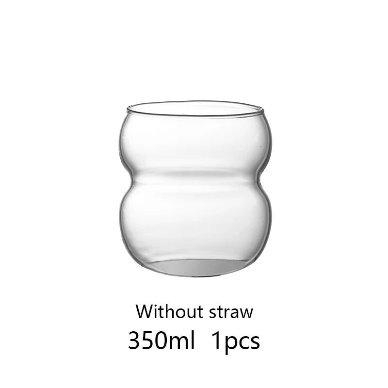 Transparent Glass Tumbler with Straw — 12 fl oz (350 ml) & 18.6 fl oz (550 ml) Cold Coffee, Juice & Cocktail Glass