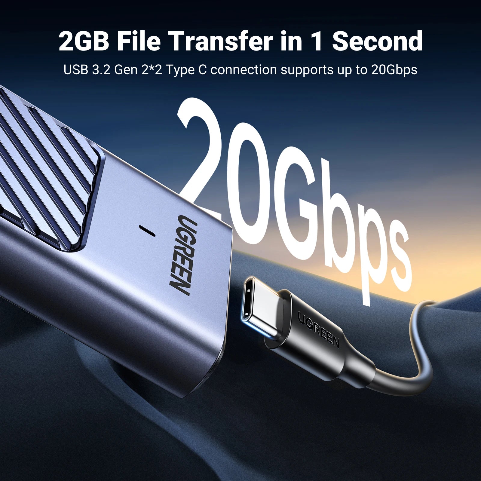 M.2 NVMe & SATA SSD Enclosure USB-C 20Gbps (USB 3.2 Gen2x2) — Supports 2230/2242/2260/2280 M & B+M Keys, Up to 8TB