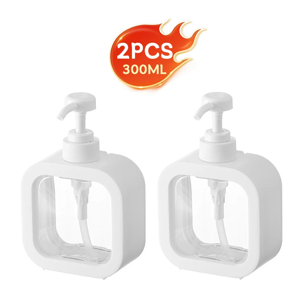 Large-Capacity Refillable Soap Dispenser Bottle – Clear Plastic Pump, 1 or 2 Pack for Travel, Kitchen & Bathroom