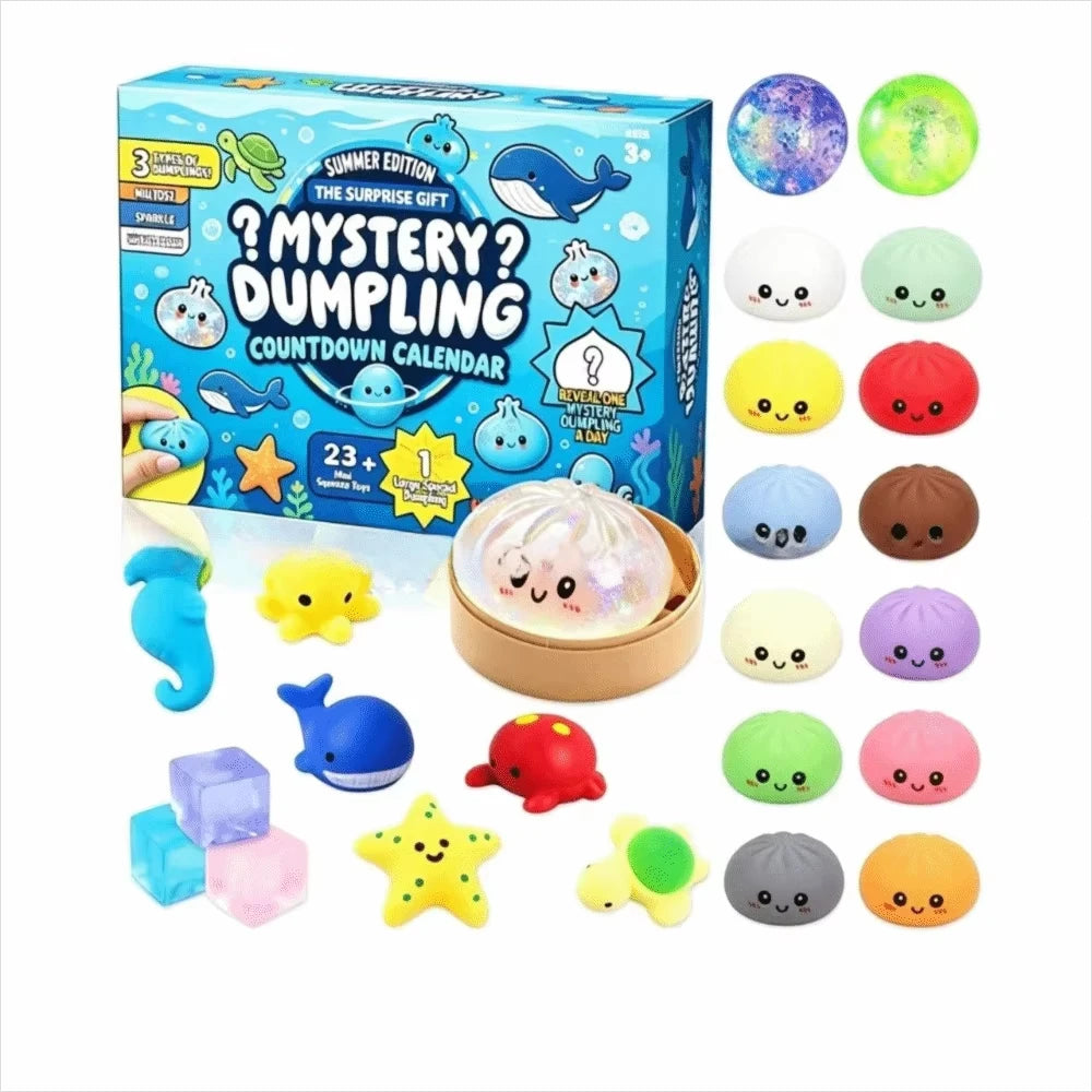 24-Day Dumpling Squishy Advent Calendar Blind Box Soft Slow-Rise Fidget Toys for Anxiety Relief & Christmas Party Gifts
