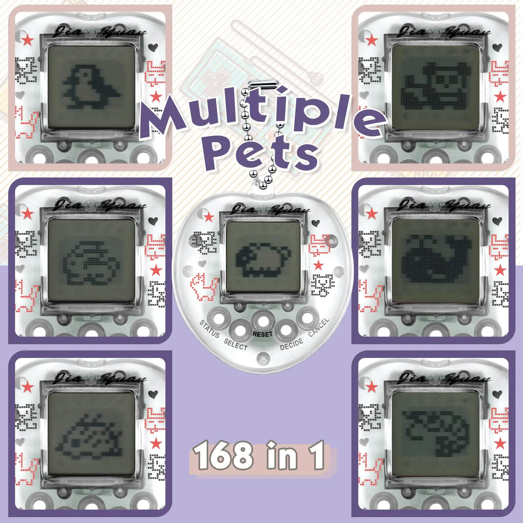 Retro Virtual Pet Handheld Game Console – Tamagotchi-Style Electronic Pets Keychain, Multilingual