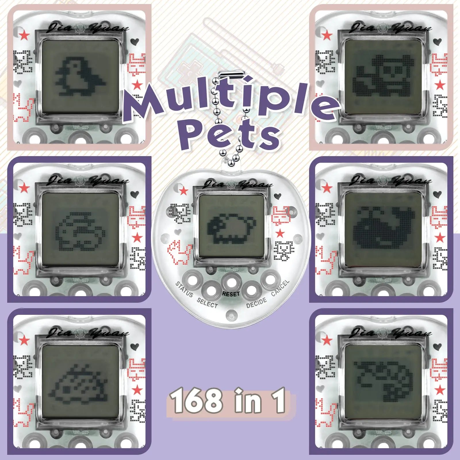 Retro Virtual Pet Handheld Game Console – Tamagotchi-Style Electronic Pets Keychain, Multilingual