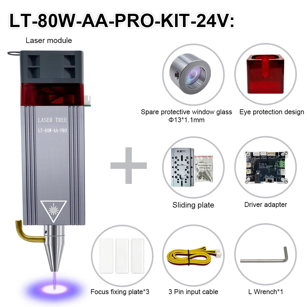 Air Assist TTL Laser Head Module 5W / 10W / 20W - Blue Light CNC Laser for Engraving & Wood Cutting