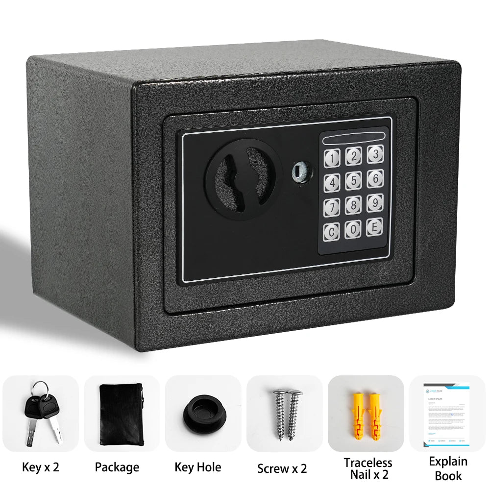 Fireproof Home Safe with Digital Keypad, Sensor Light & Adjustable Shelf — Security Safe with Fireproof Money Bag