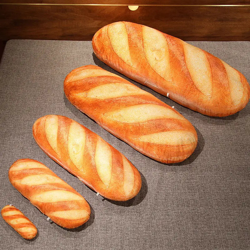 French Bread Plush Pillow - Soft Stuffed Food Plushie Decorative Throw Pillow, Sleeping Companion & Gift (Multiple Sizes)