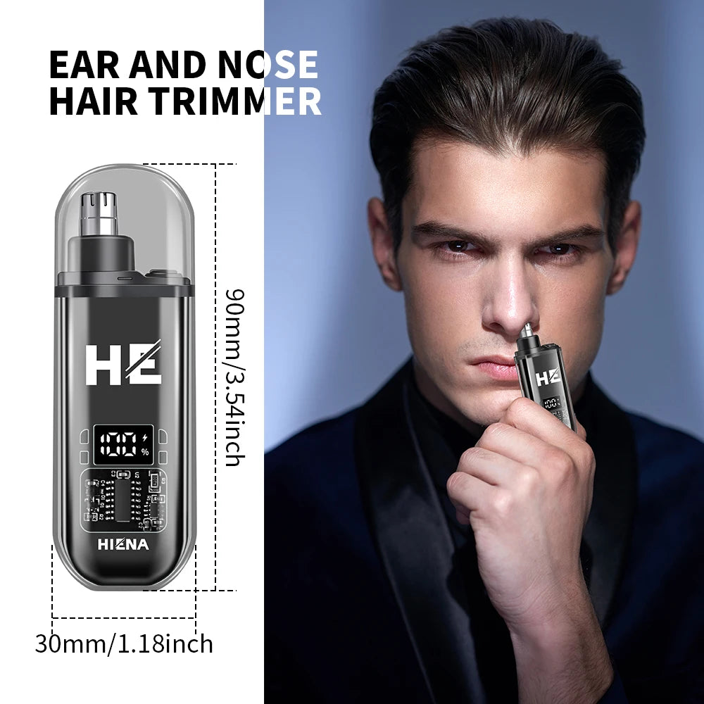 Portable Electric Nose & Ear Hair Trimmer for Men, Rechargeable Mini Pocket Eyebrow Clipper - Painless Grooming