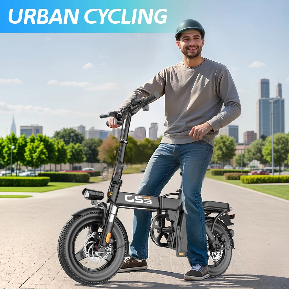 Compact Folding Electric City E-Bike 250W 48V, 14-Inch Wheel, 31-60 km Range, Brushless Motor