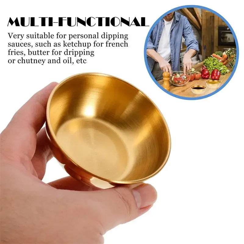 Stainless Steel Sauce & Appetizer Dishes Set — Gold or Silver Condiment Plates 8 x 8 x 3 cm (3.15 x 3.15 x 1.18 in)