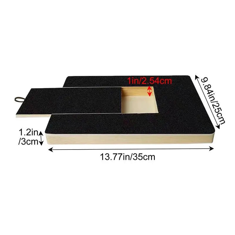Dog Nail File Scratch Board with Pull-Out Sandpaper and Built-In Treat Box — Wooden Nail Trim Pad 36 x 5 x 25 cm (14.2 x 2.0 x 9.8 in)