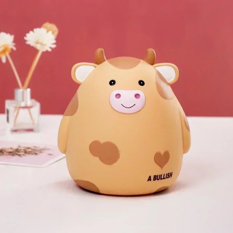 Cute Cartoon Cow Piggy Bank Resin Calf Coin Bank for Kids — 6.3 x 5.7 x 4.9 in (16 x 14.5 x 12.5 cm)