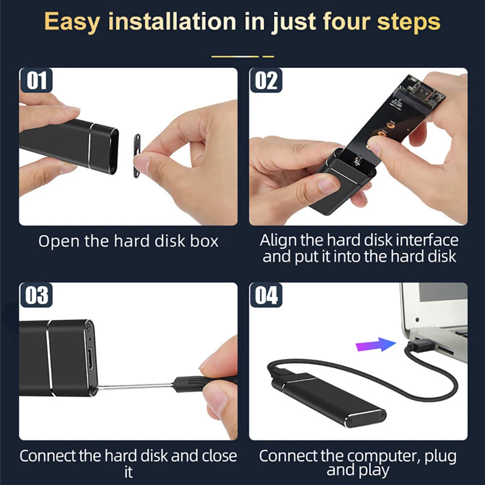 M.2 SSD Enclosure USB 3.1 Type-C - NVMe & SATA Dual-Protocol (2230/2242/2260/2280) 10Gbps External M.2 to USB-C Adapter