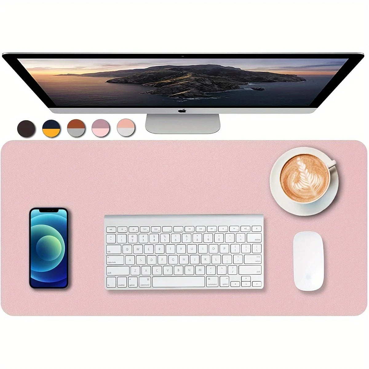 Large Waterproof Faux Leather Desk Mat - Non-Slip Mouse Pad & Keyboard Protector