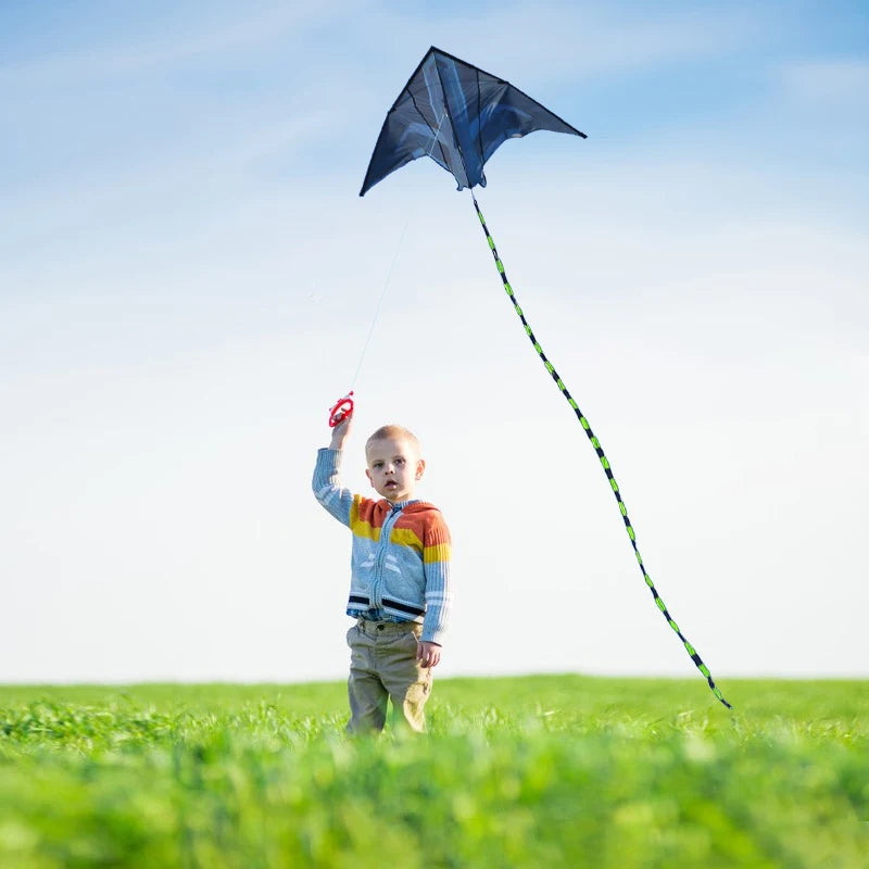 2m Delta Aircraft Kite – Large Beach & Camping Kite with 500cm (16.4 ft) Tail and 100M (328 ft) Line — Easy-Fly Foldable Kite for Adults & Teens