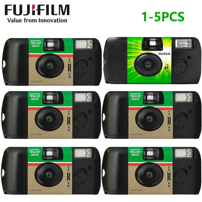 1-5 Pack Disposable 35mm Film Camera ISO 400, Single-Use with Built-In Flash, 27 Exposures