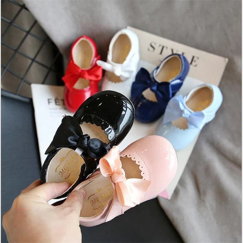 Toddler & Little Girls Patent Leather Mary Janes with Big Bow, Princess Party & School Flats