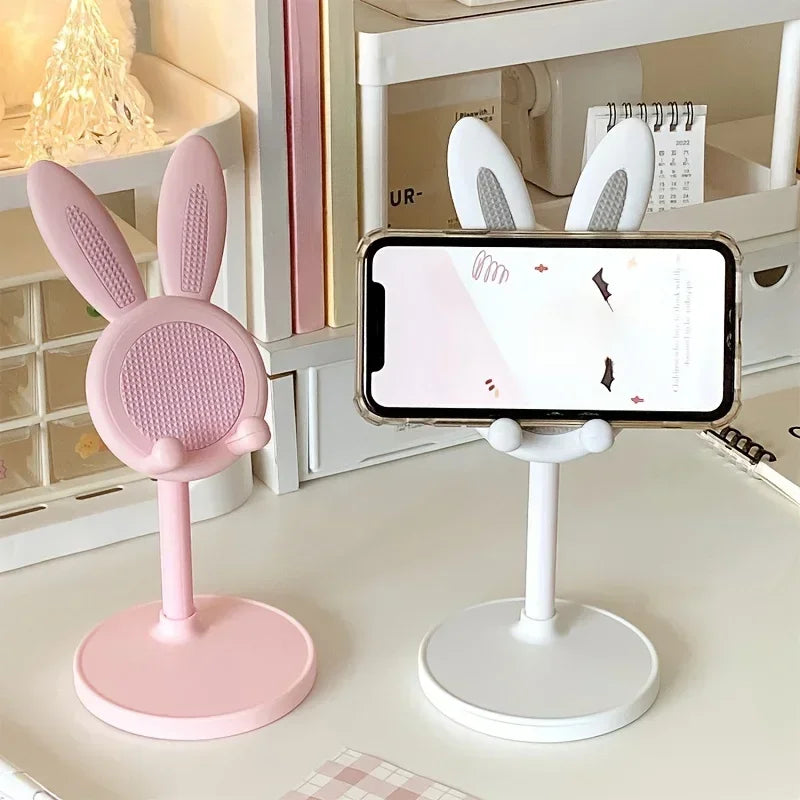 Cute Cartoon Bunny Adjustable Desktop Phone and Tablet Stand, Universal Smartphone Holder