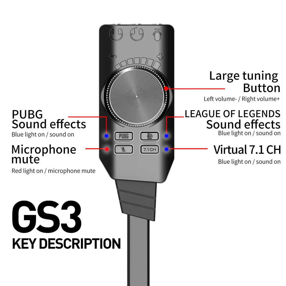 External USB 7.1 Channel Sound Card Adapter with Volume Control - 3.5mm Headset Jack for PC & Laptop