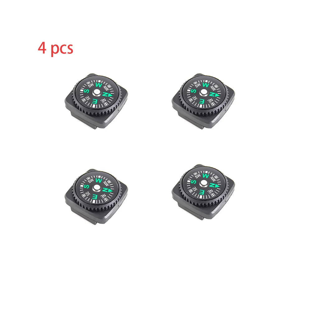 4-Pack Mini Belt Buckle Compass - Portable Button Compass for Paracord Bracelets, Watch Bands & Survival Kits