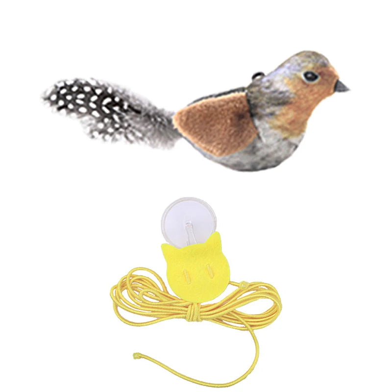 Lifelike Bird Plush Cat Toy with Feather Teaser, Catnip-Simulation for Cats & Kittens