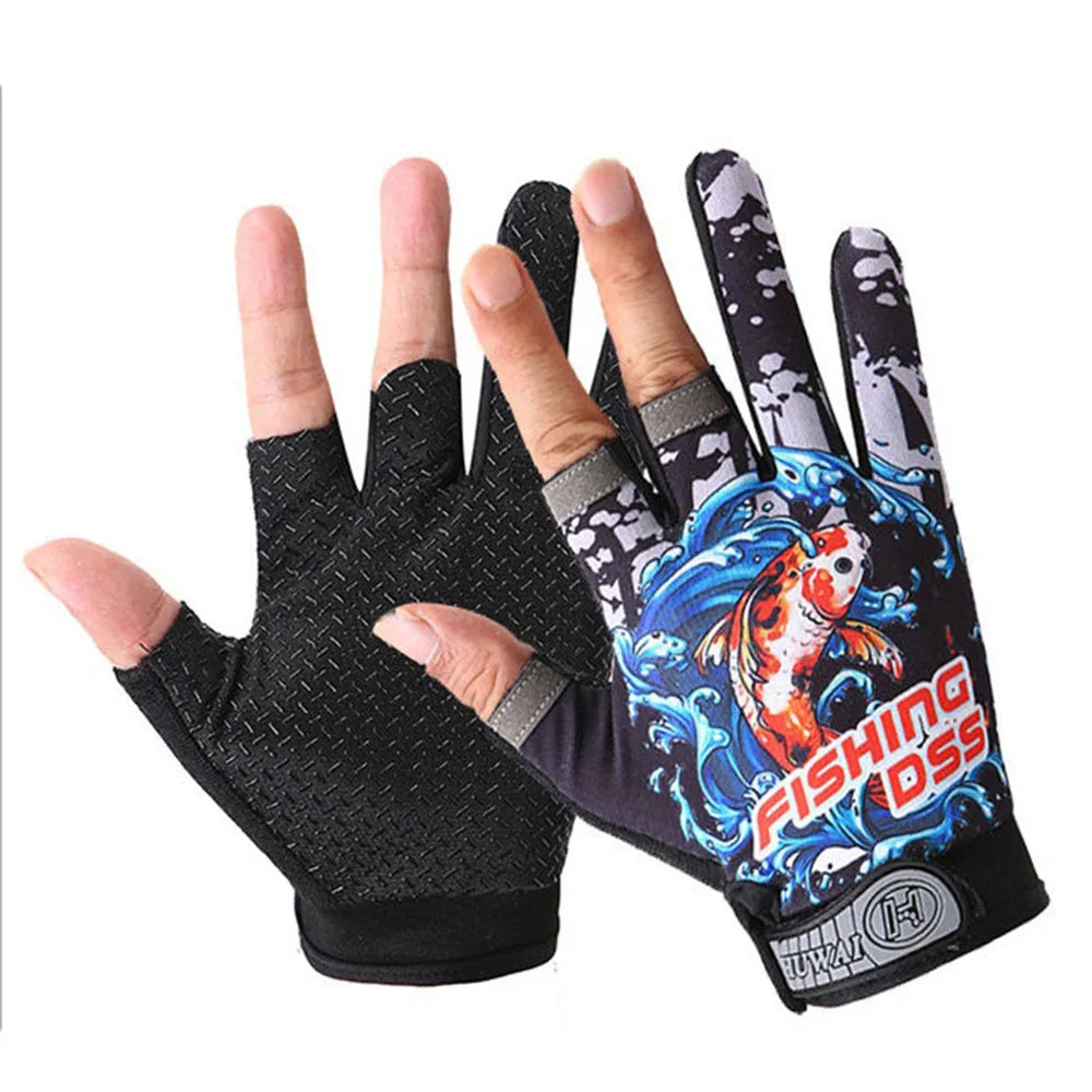 Half-Finger Fishing Gloves Fingerless Anti-Slip Outdoor Gloves for Anglers and Bikers