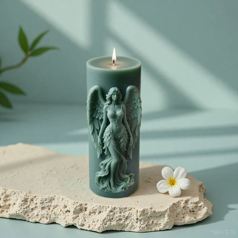 Angel Wings Silicone Candle Mold – Goddess Angel Sculpture Mold for DIY Scented Candles, Resin & Plaster