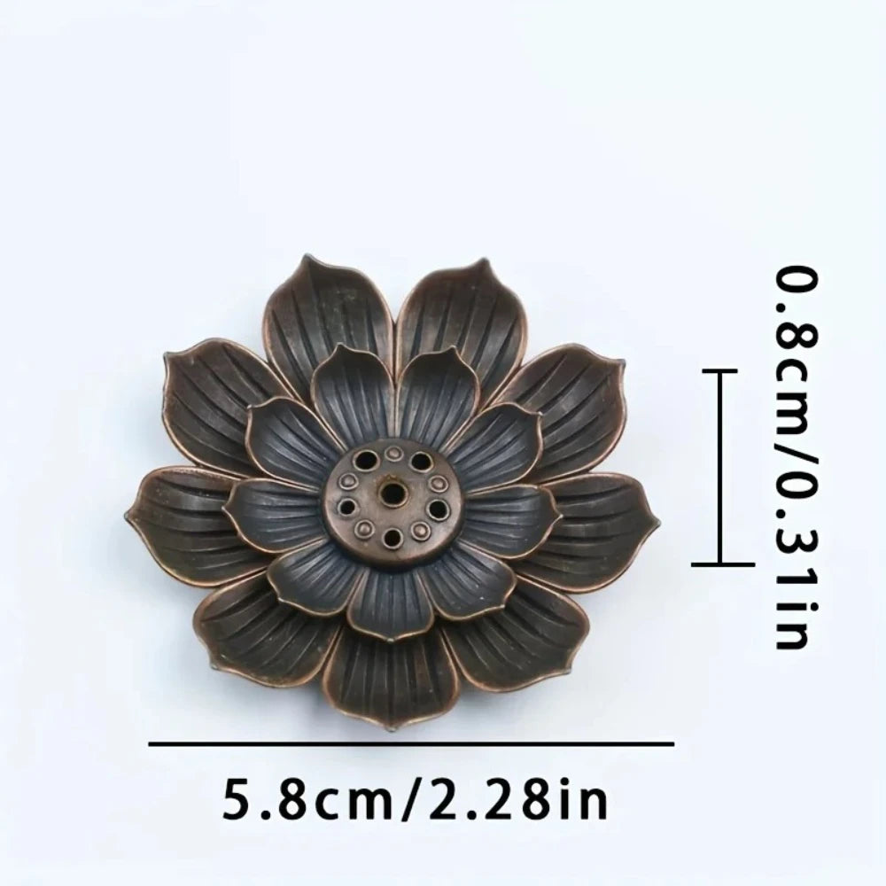 Aluminum Alloy Lotus Incense Burner – Stick & Coil Holder Plate for Temple, Yoga Studio & Home Décor