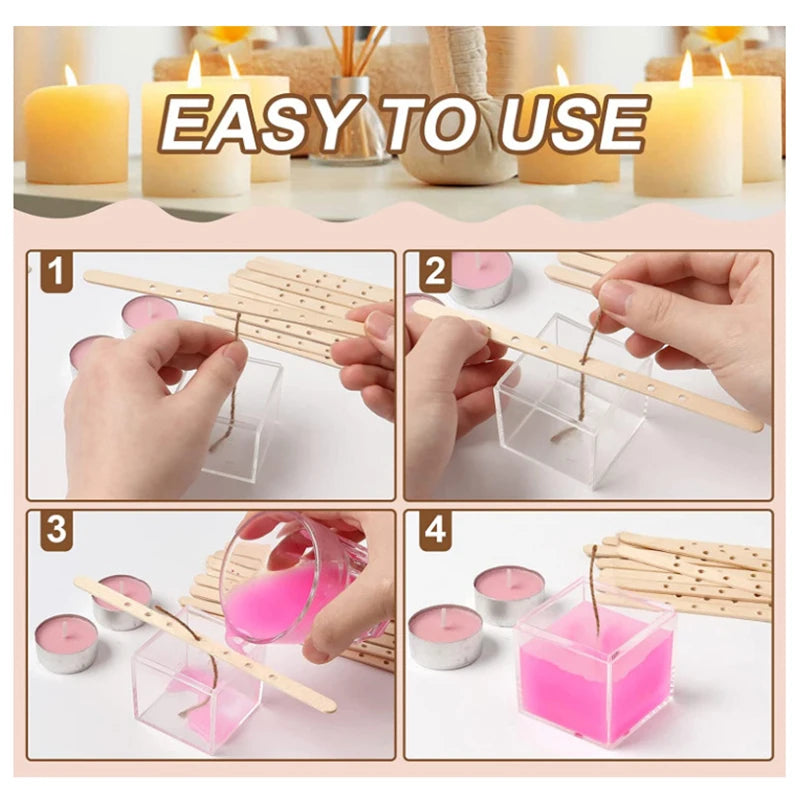 120-Pack Waxed Cotton Candle Wicks with Metal Stands, Smokeless Wicks for DIY Soy, Gel & Paraffin Candle Making