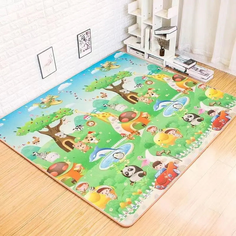 Double-Sided Baby Play Mat 71 x 47 in (180 x 120 cm) – EVA Foam Toddler Crawling Rug, Educational Animal Pattern, Waterproof Soft Floor