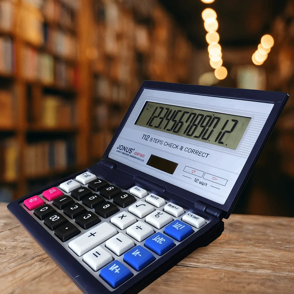 Foldable Flip 12-Digit Solar Financial Calculator - Portable Large-Screen Office Calculator