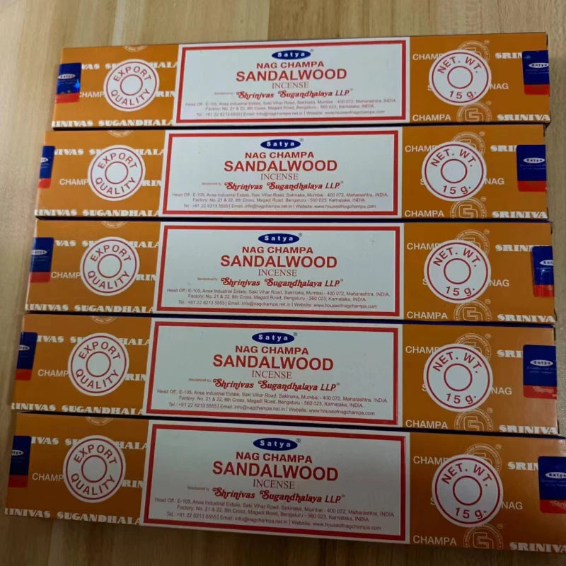 5-Box Nag Champa Incense Sticks — 50–60 Handmade Sticks (20 cm / 8 in) Sandalwood & White Sage Home Fragrance