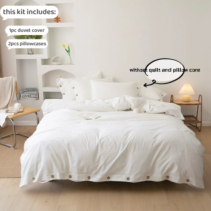 3-Piece 100% Cotton 400TC Twill Duvet Cover Set with 2 Pillowcases – Solid 220×240 cm (86.6×94.5 in)