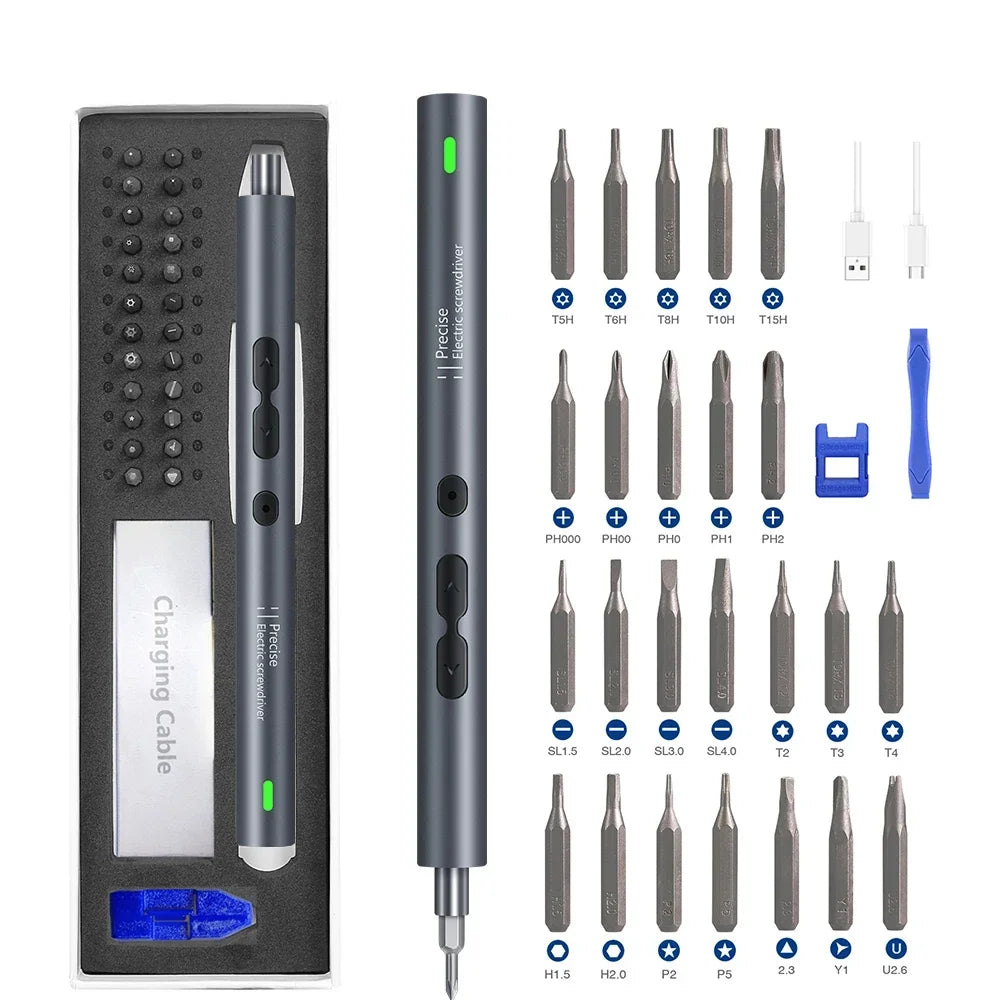 28/62-in-1 Precision Electric Screwdriver Kit — Rechargeable Cordless Mini Repair Tool Set for Phones, Laptops & Electronics