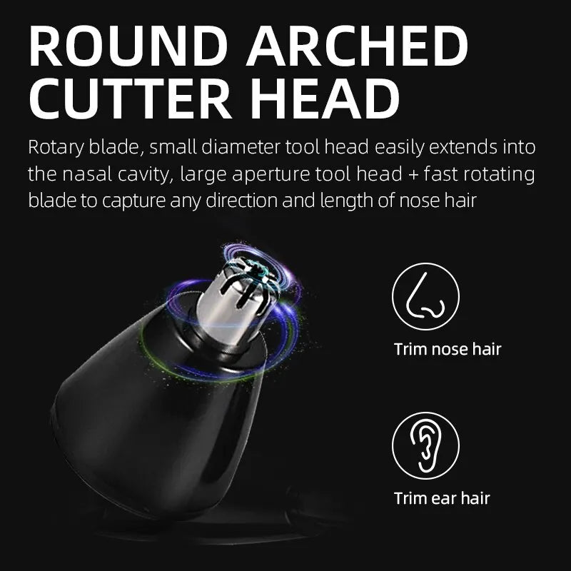 3-in-1 Rechargeable Nose & Ear Trimmer with Beard Trimmer, Micro Shaver and Eyebrow Groomer — Personal Grooming Kit
