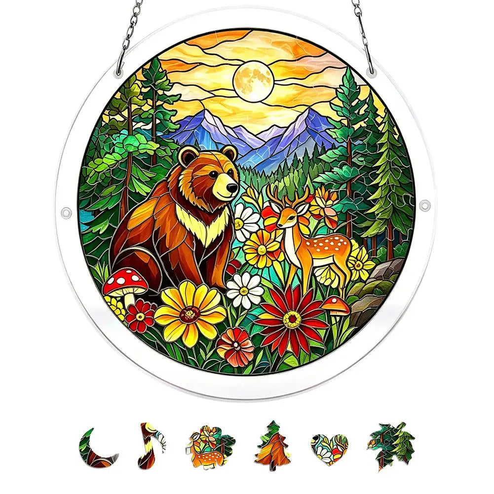 Acrylic Puzzle Suncatcher Window Hanging Stained Glass Style 7.1/7.9 in (18/20 cm) Garden & Home Decor