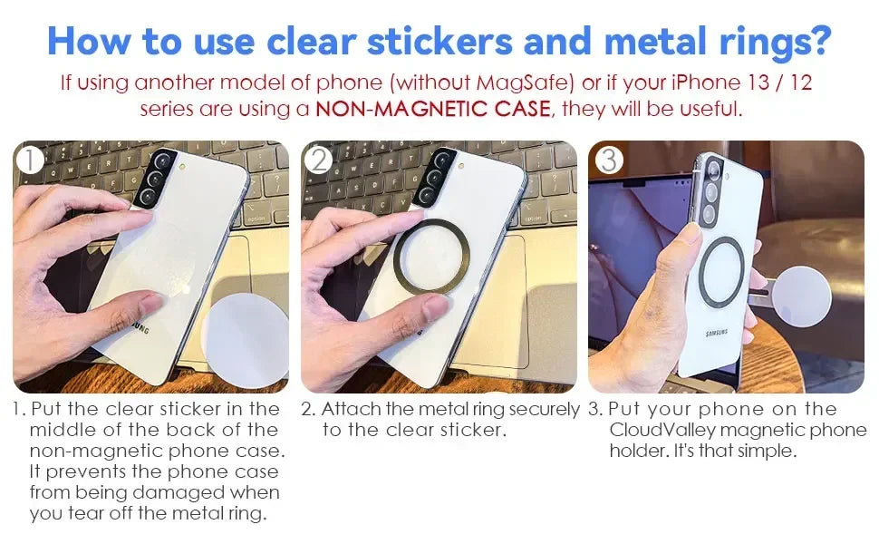 Magnetic Slim Foldable Laptop & Monitor Phone Holder - Side Mount Phone Stand for Most Smartphones