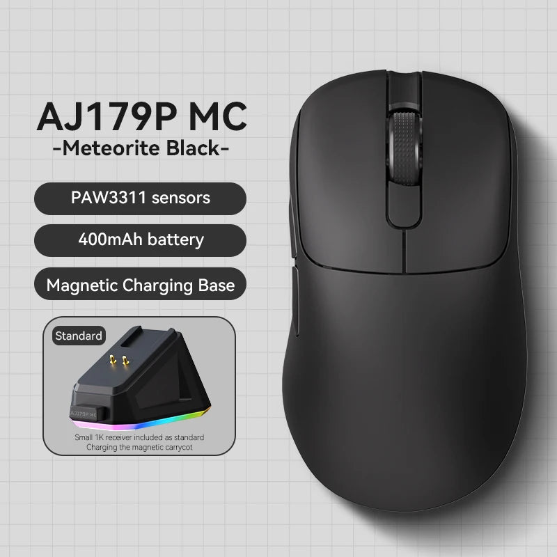 Wireless Gaming Mouse 2.4GHz & Bluetooth - Right-Hand Ergonomic, 26,000 DPI Optical Sensor, Battery Powered