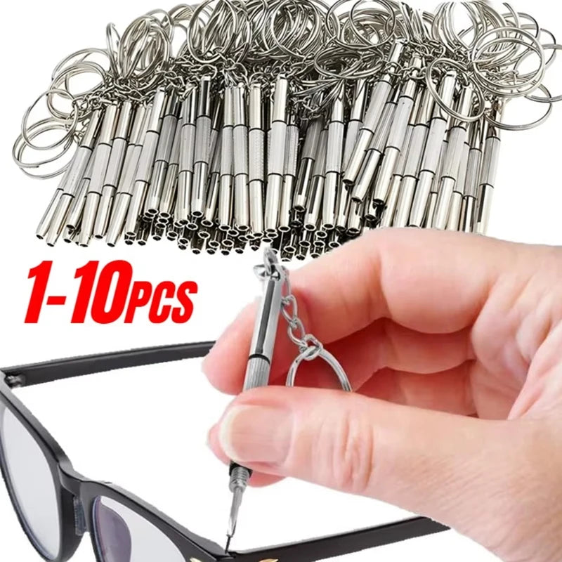 Portable Precision Eyeglass & Watch Screwdriver Kit with Keychain Mini Repair Tool