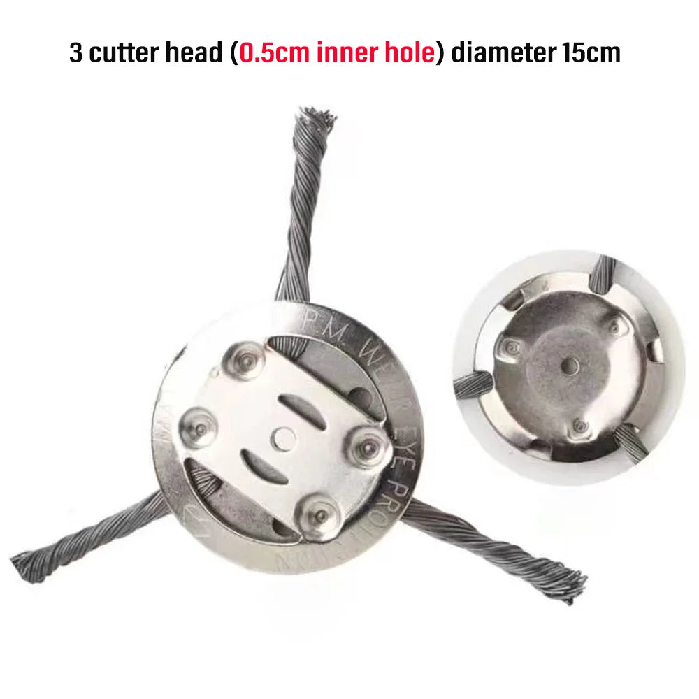 Steel Wire Weed Brush Trimmer Head 5.9in (15 cm) Disc – Grass, Moss & Rust Removal