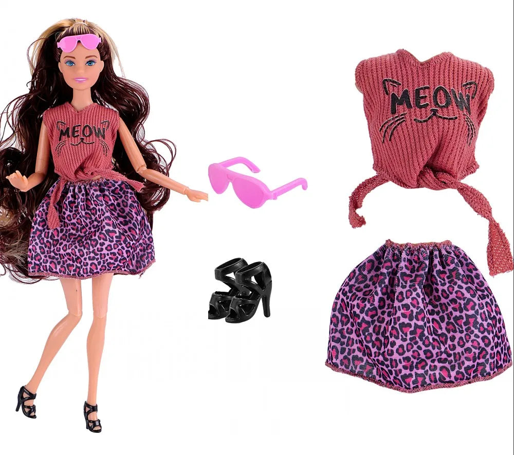 30cm Doll Clothes 1-Set Pink Fashion Outfit - Tops, Skirt, Shoes & Necklace for 11–11.8 in Dolls (BJD, Fashion Dolls)