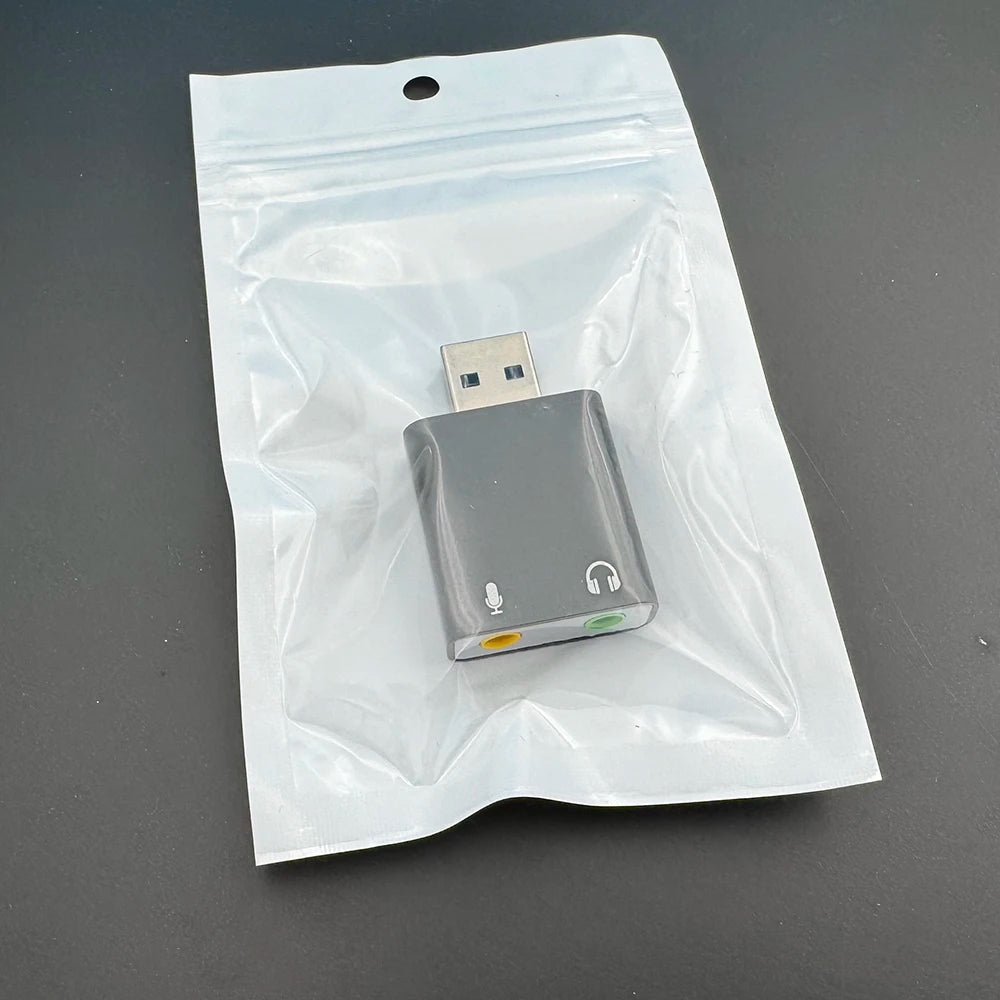 USB External Sound Card Adapter – 3.5mm Headset & Mic Audio Interface, USB 2.0 Plug & Play for PC & Mac
