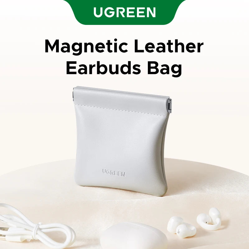 Magnetic Leather Earphone Case – Protective Storage Pouch for Wireless Earbuds, Open-Ear Clip & In-Ear Headphones