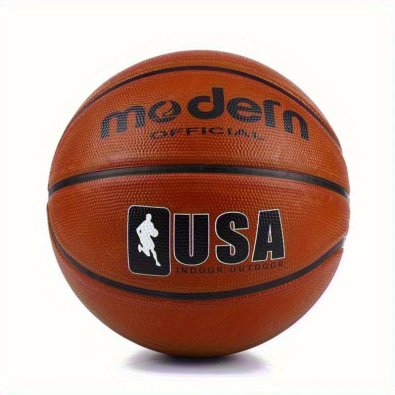 Basketball for Adults & Youth - Brown, Sizes 4/5/6/7 (1pc) - Durable Rubber Indoor/Outdoor Game Ball