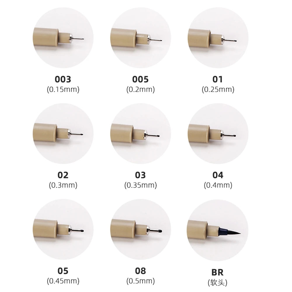1pc Pigment Fineliner Pen — Waterproof Black Ink, Fine Tip Sketch & Drawing Marker