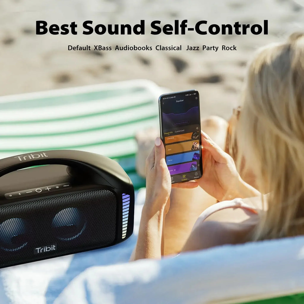90W Portable Bluetooth Party Speaker IPX7 Waterproof — 30H Playtime, 32 LED Lights, Powerbank & Bluetooth 5.3